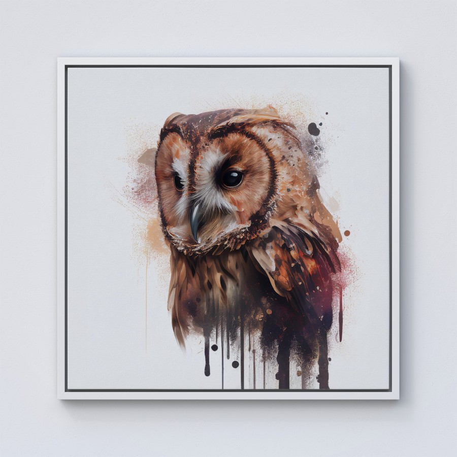 Click to view product details and reviews for Tawny Owl Face Splashart Light Background Framed Canvas 10 X 10 White.