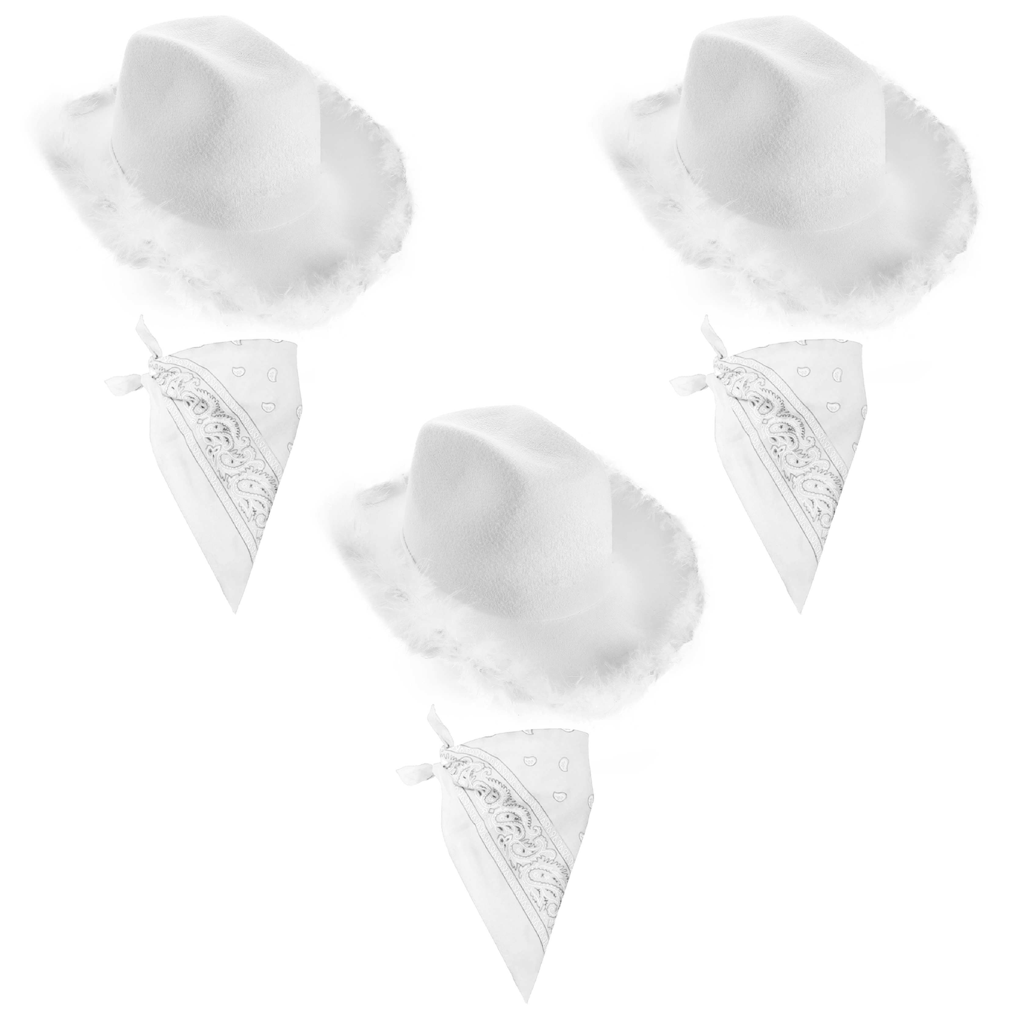 Click to view product details and reviews for White Cowboy Hat White Bandana Pack Of 3.