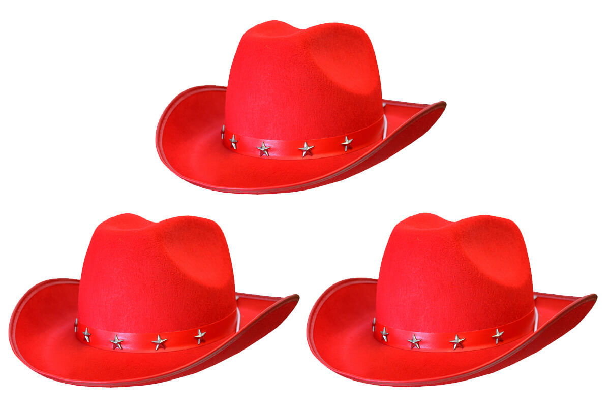 Click to view product details and reviews for Childs Red Studded Cowboy Hat Pack Of 3.