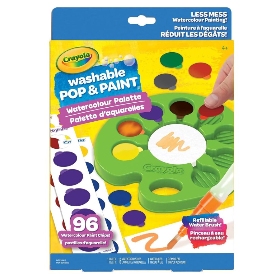 Crayola Washable Pop & Paint Watercolour Palette Less Mess Art