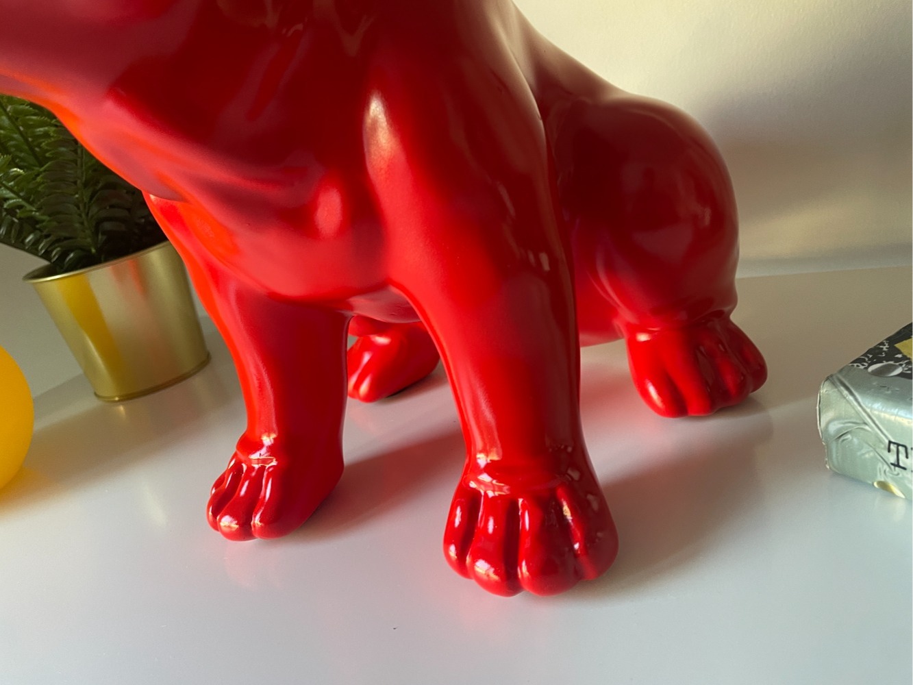 Red Graffiti Handpainted Custom Painted British Bulldog Dog Sculpture Ornament Large Art Piece Dog Statue Indoor Garden Resin