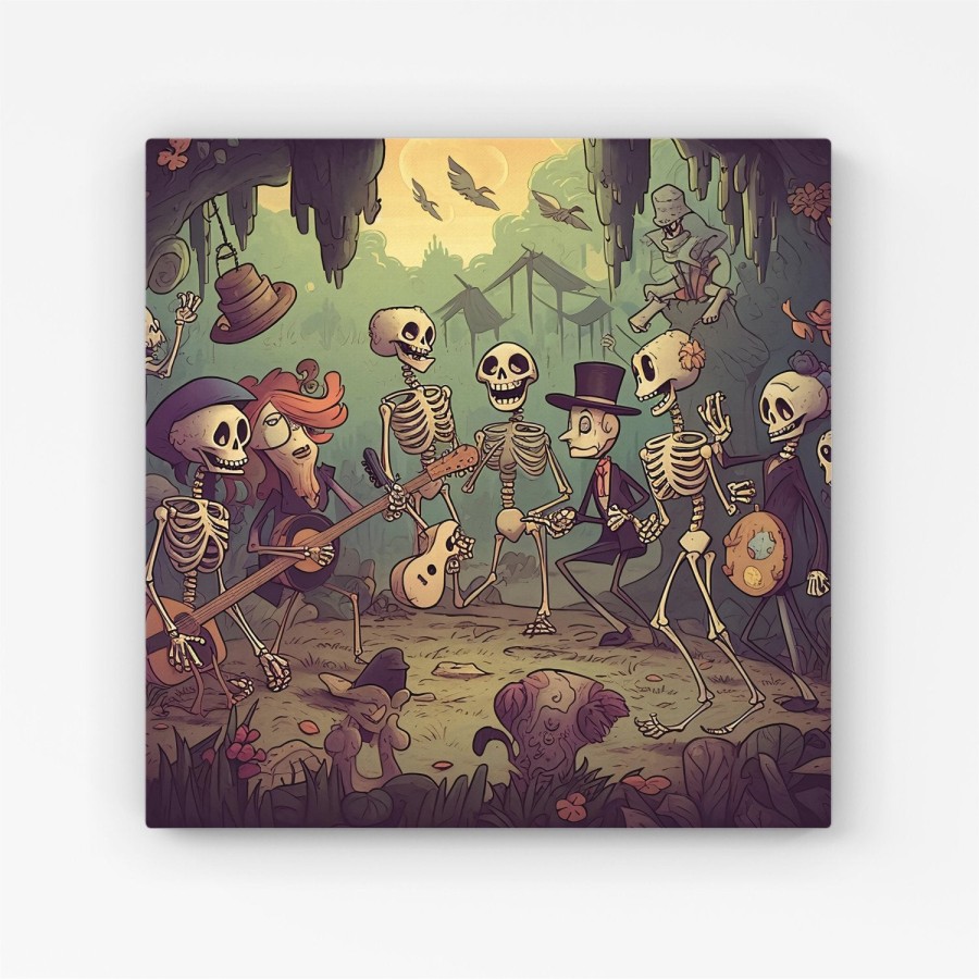 Click to view product details and reviews for Cartoonish Skeletons Having A Party Canvas Extra Large 40 X 40.