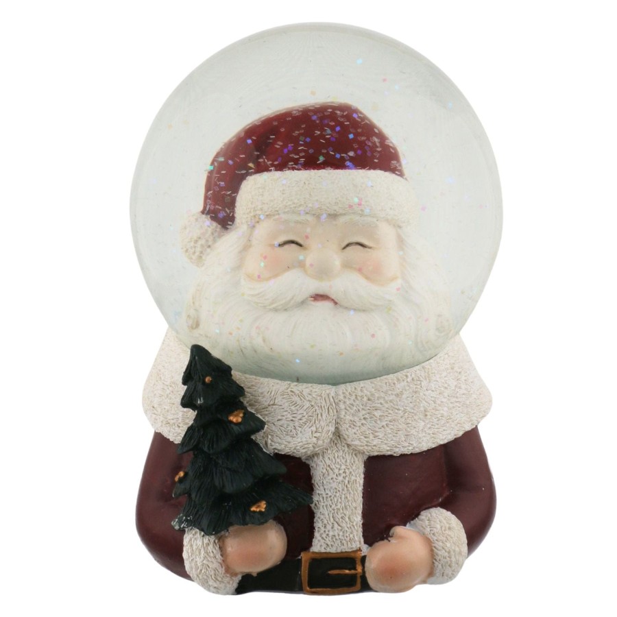 Musical Santa Snow Globe Christmas Decoration Wind Up 14cm