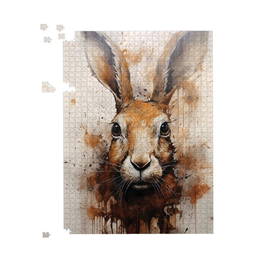 Watercolour Hare Face Jigsaw Puzzle