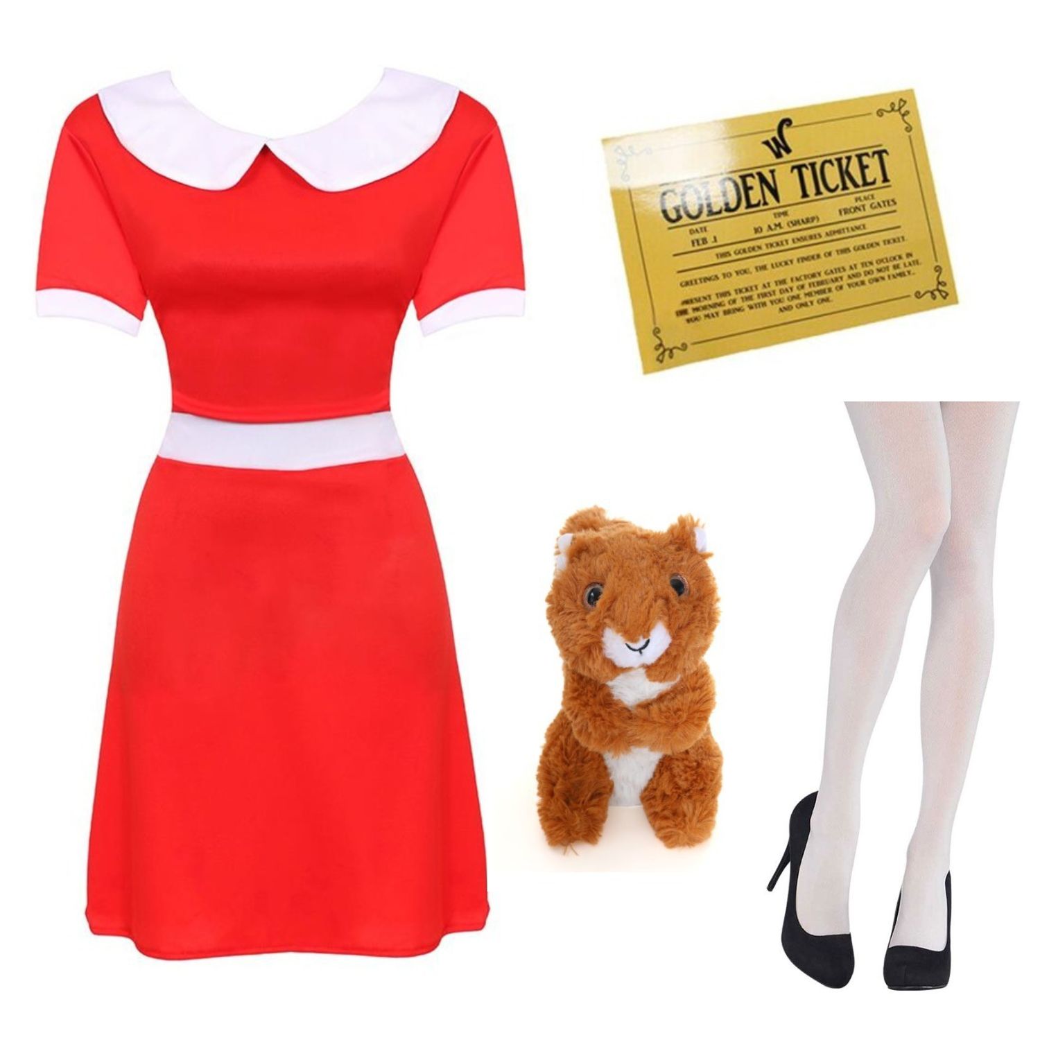 Click to view product details and reviews for Ladies Veruca Salt Costume – Classic Look Small Dress Squirrel Ticket Tights.