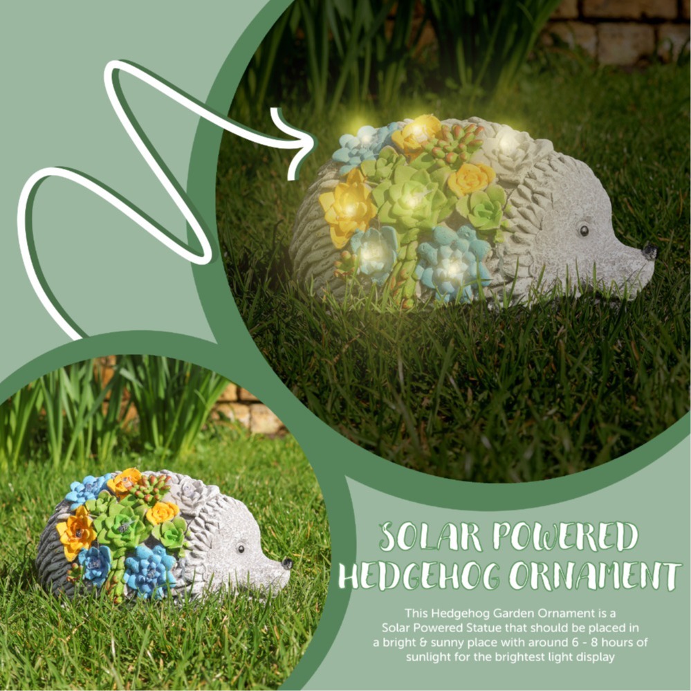Solar Hedgehog Statue (12x23x12cm)