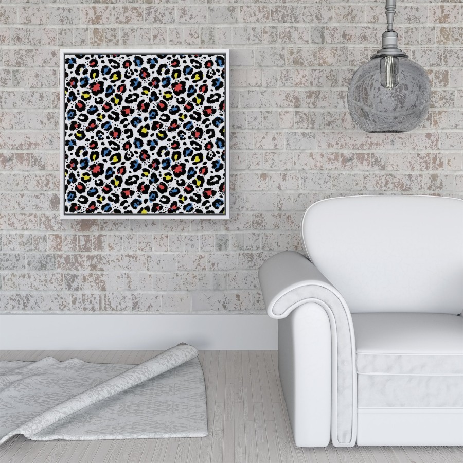 Click to view product details and reviews for Coloured Leopard Print Framed Canvas 16 X 16 White.