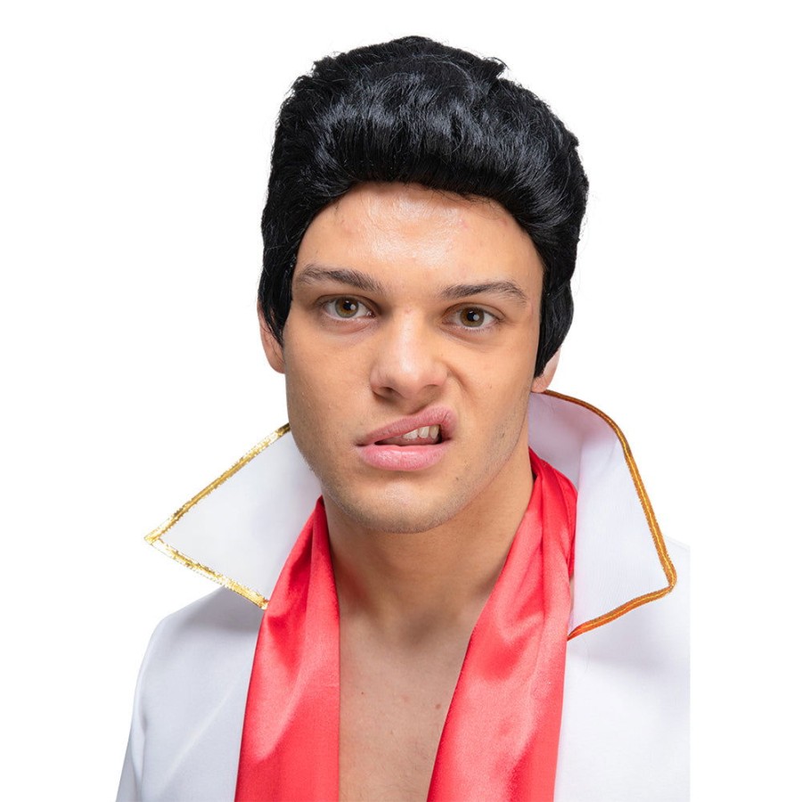 Click to view product details and reviews for Mens 1950s Black Rocker Wig.