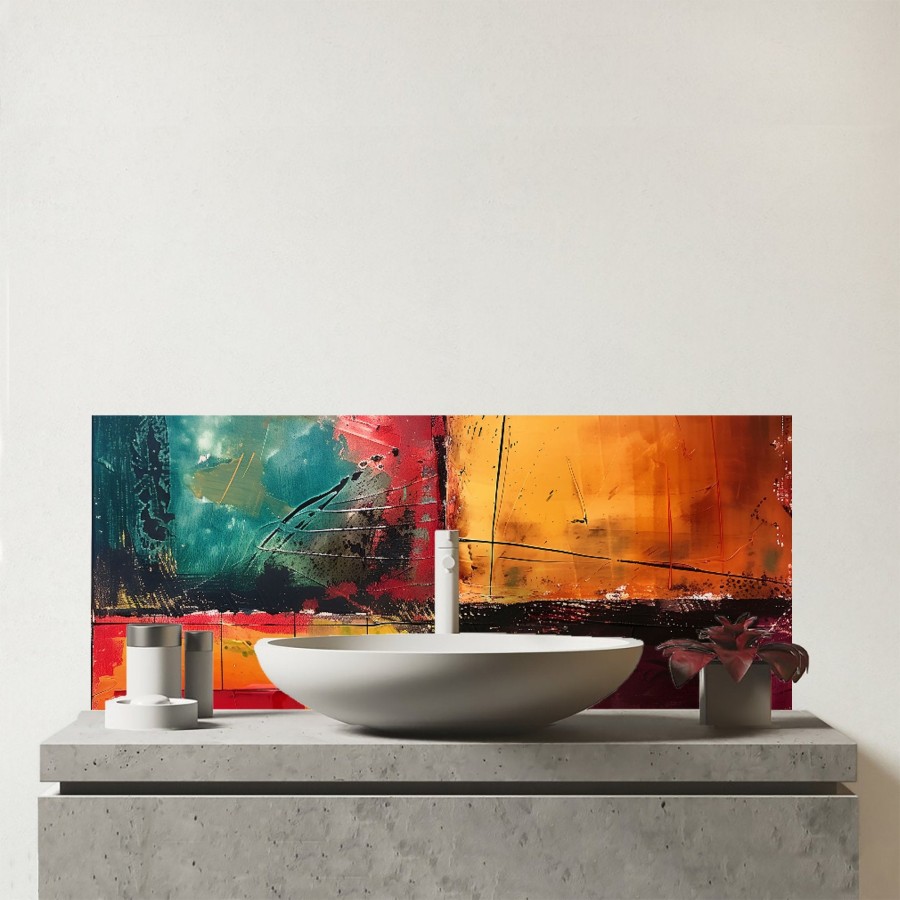 Click to view product details and reviews for Quadrant Fusion Colours In Conflict Glass Bathroom Splashback.