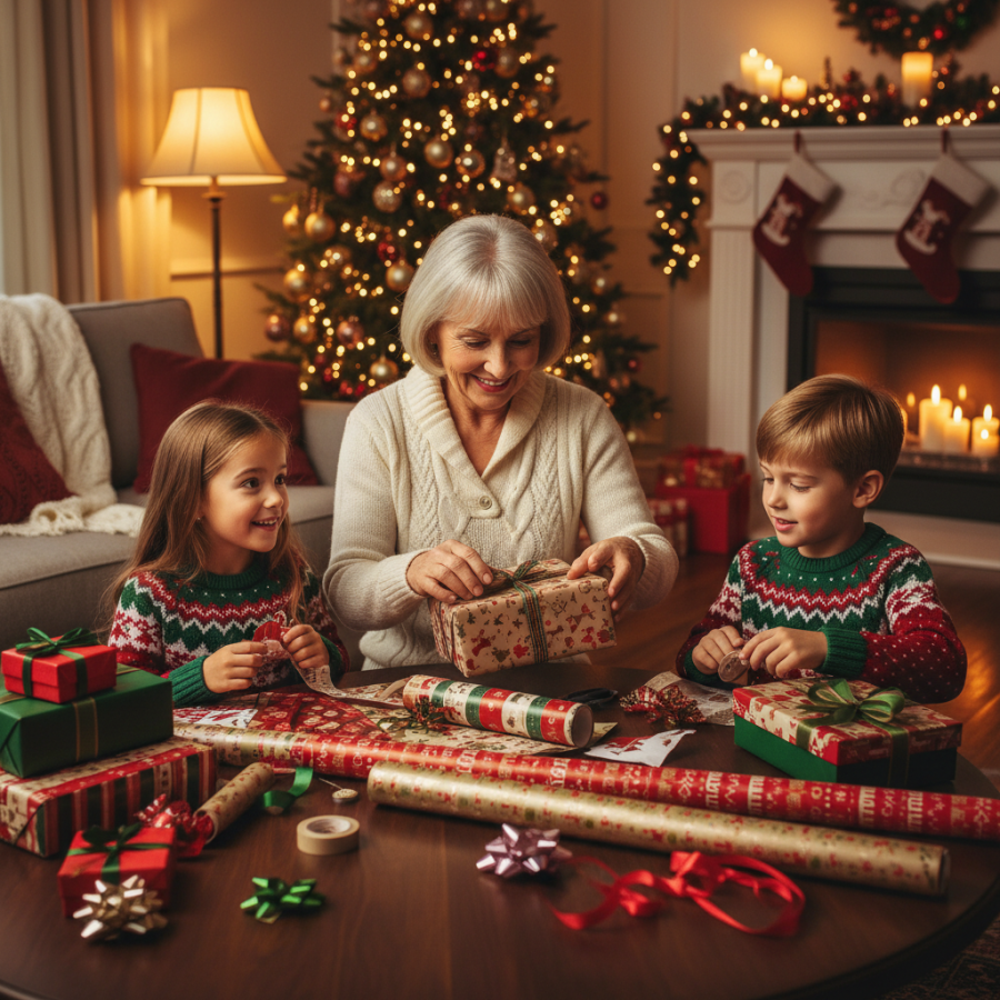 Christmas Gift Wrapping Paper Roll Traditional 4m