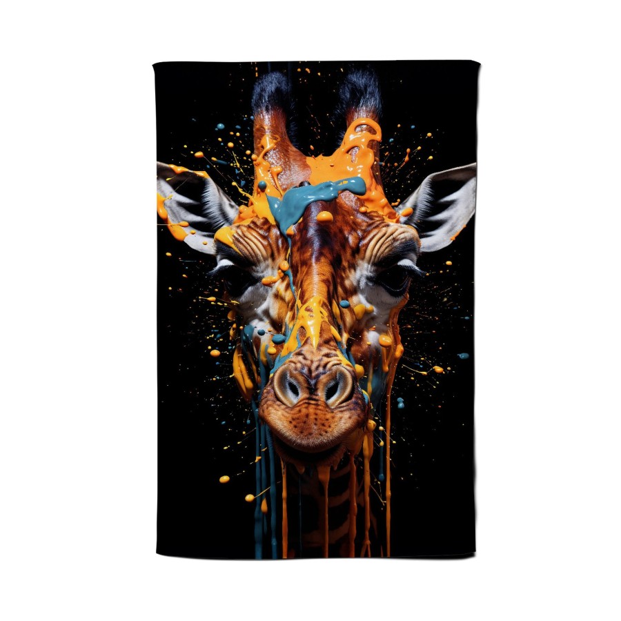 Giraffe Face Splashart Tea Towel