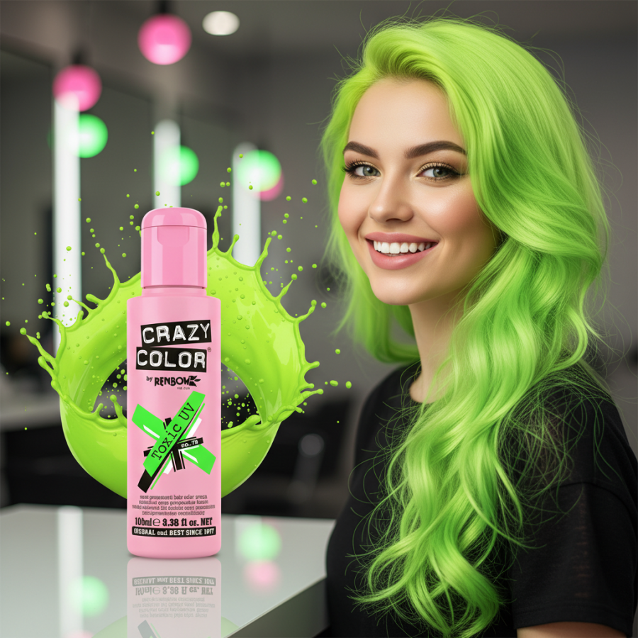 Crazy Color Toxic UV Green Semi-Permanent Hair Dye 100ml