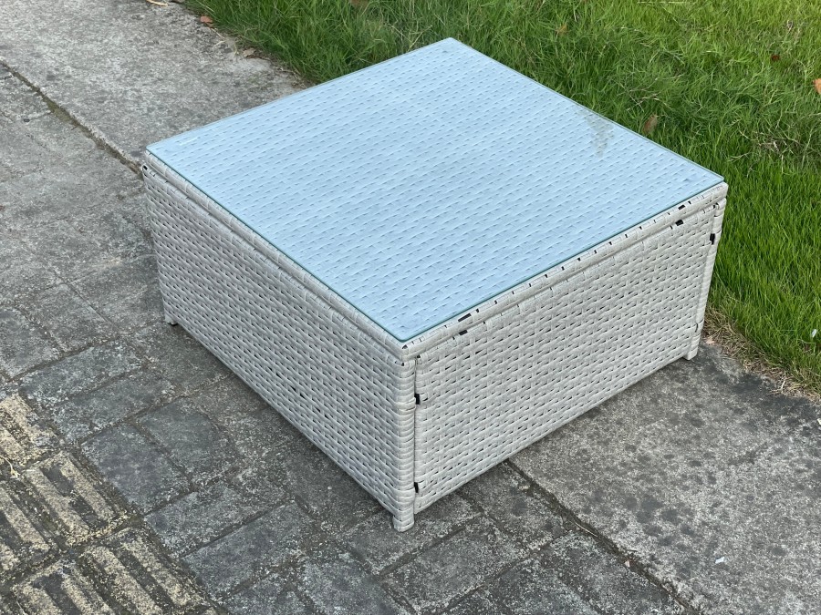 Click to view product details and reviews for Fimous Square Rattan Coffee Tea Side Table Indoor Outdoor Use Garden Furniture Accessory Patio Light Grey.