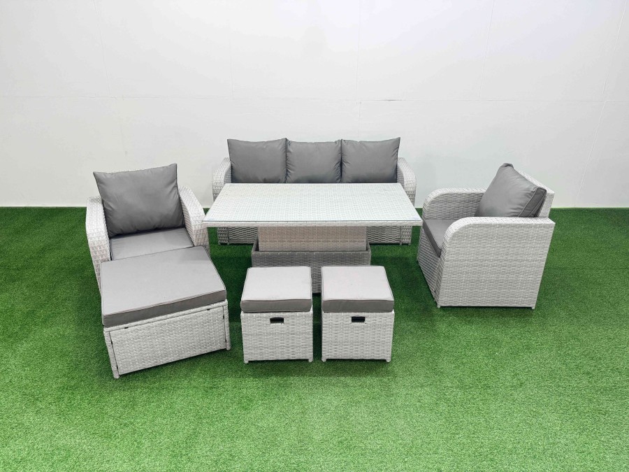Click to view product details and reviews for Fimous Pe Rattan Garden Furniture Set Reclining Chair Sofa Lounge Sofa Set Adjustable Lifting Dining Or Coffee Table 3 Stools Light Grey. Click to view product details and reviews for Fimous Pe Rattan Garden Furniture Set Reclining Chair Sofa Lounge Sofa Set Adjustable Lifting Dining Or Coffee Table 3 Stools Light Grey.