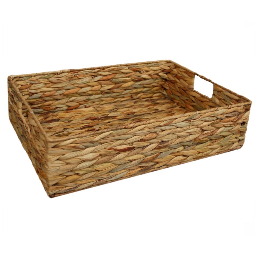 Red Hamper Water Hyacinth Shallow Rectangular Storage Basket - Medium