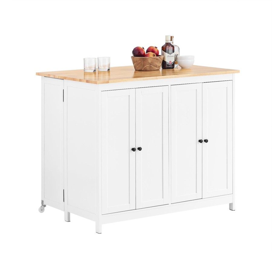Click to view product details and reviews for Sobuy Knl10 Wn Kitchen Island Sideboard Storage Cabinet Cupboard With Expandable Worktop White.