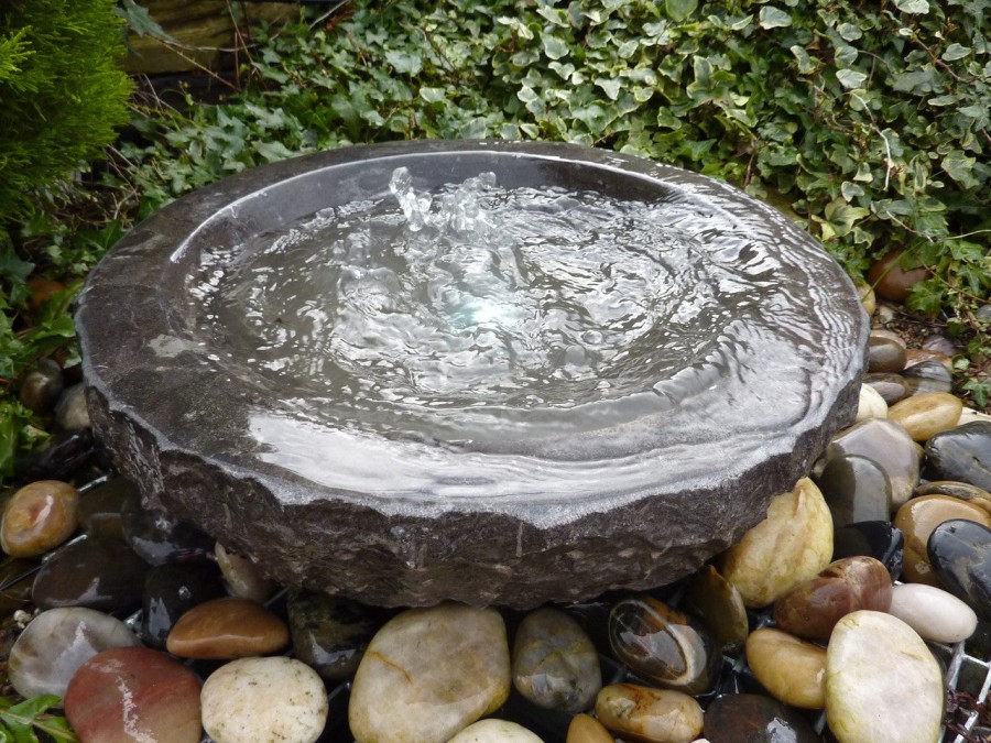 Click to view product details and reviews for Babbling Bowl Black Limestone Garden Water Feature 50cm Blue.