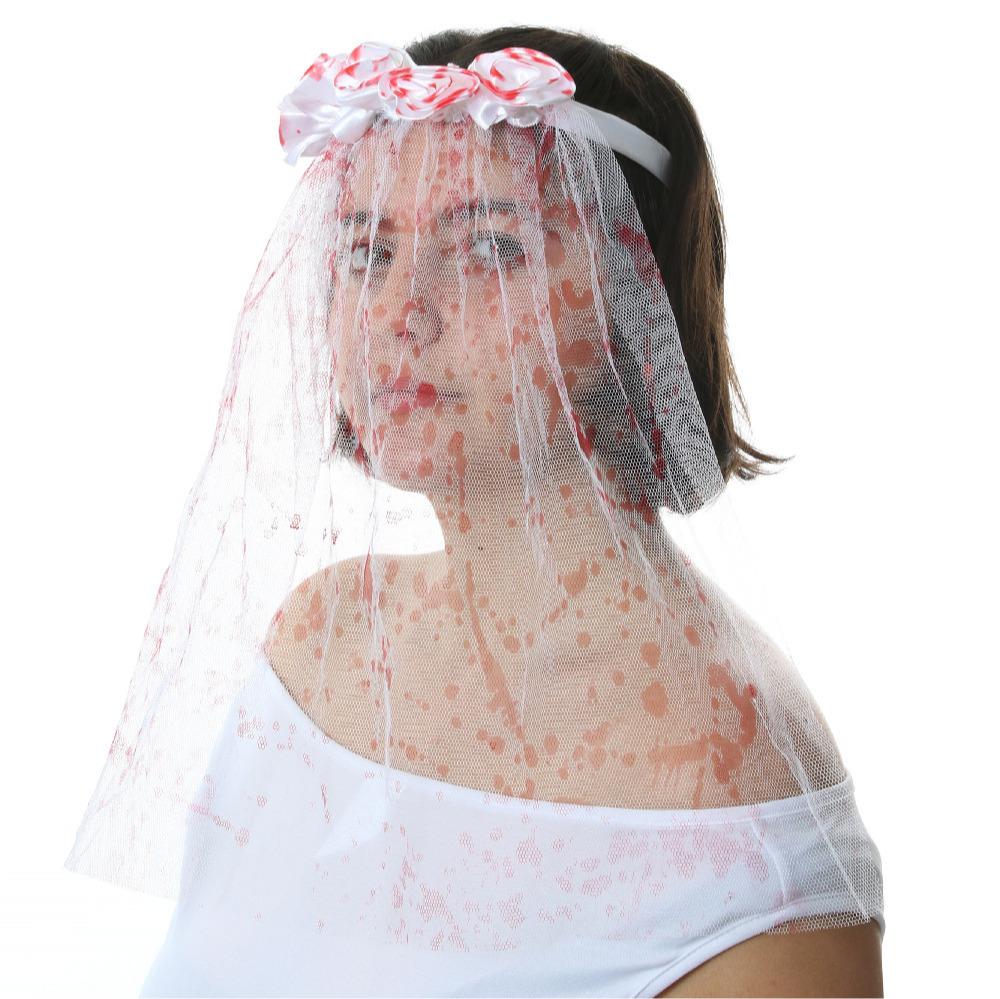 White Bloody Rose Headband and Veil