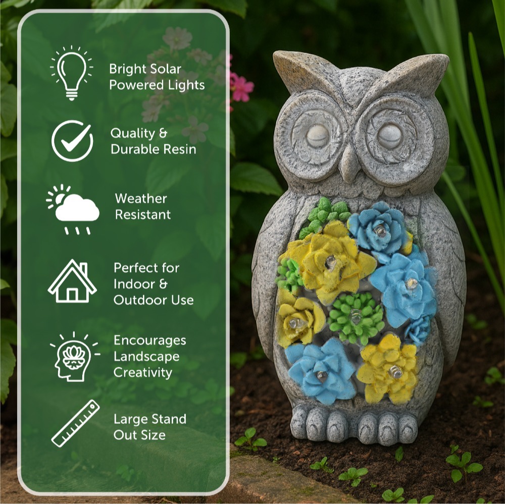 Solar Owl Statue (23x13x9cm)