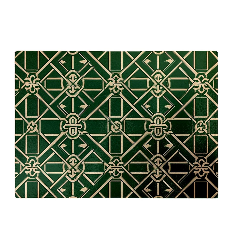 Click to view product details and reviews for Green Lattice Design Glass Chopping Board.