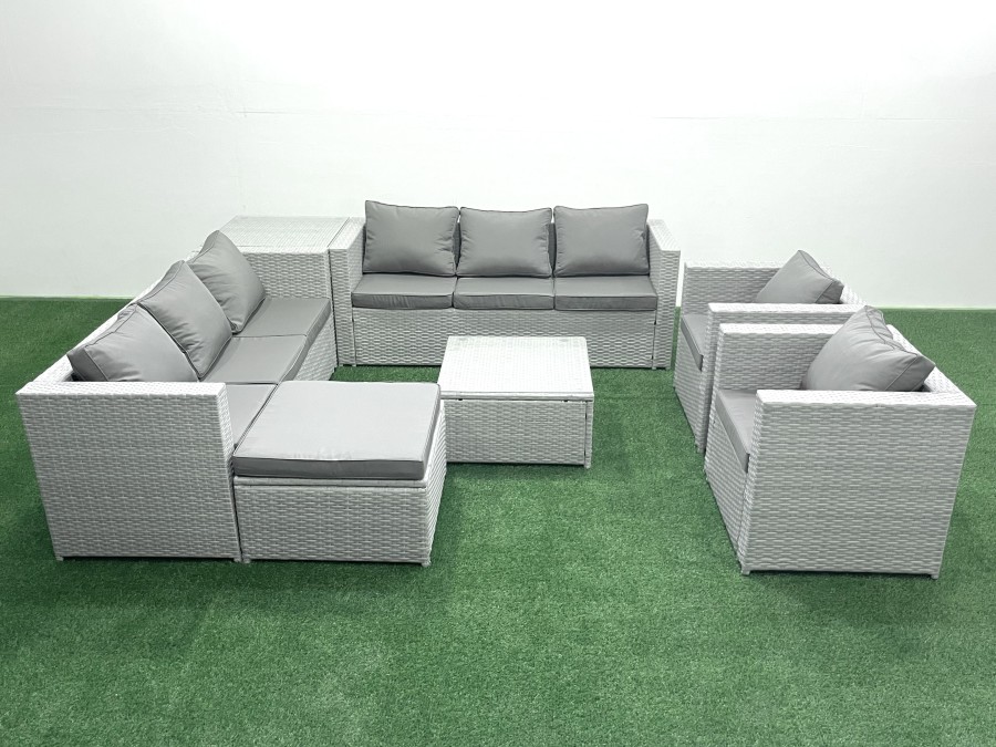 Click to view product details and reviews for Fimous Outdoor Rattan Sofa Garden Furniture Set With 2 Armchairs Square Coffee Table Big Footstool Side Table Light Grey Mixed. Click to view product details and reviews for Fimous Outdoor Rattan Sofa Garden Furniture Set With 2 Armchairs Square Coffee Table Big Footstool Side Table Light Grey Mixed.