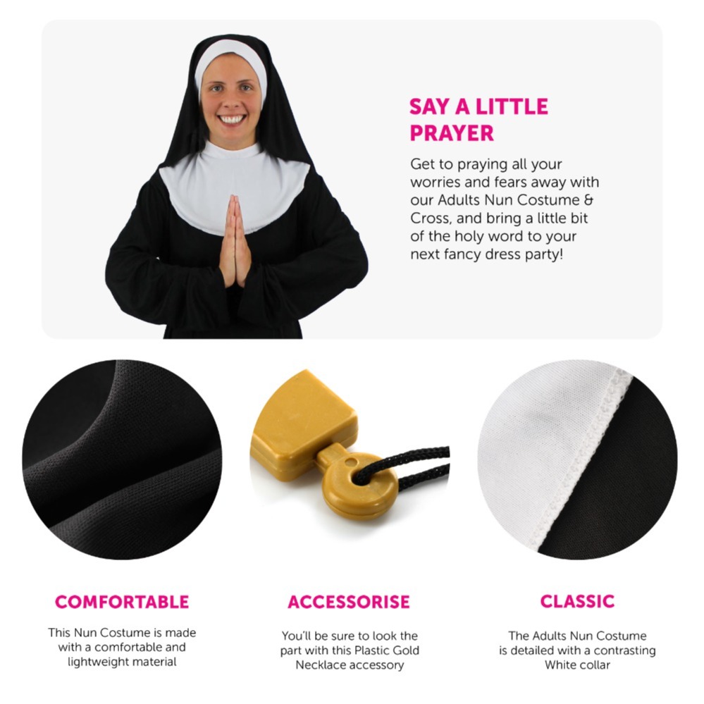 Womens Nun Costume with Cross Necklace