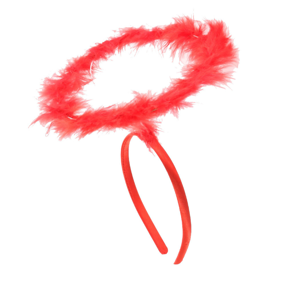 Feathered Red Devil Halo Headband Accessory