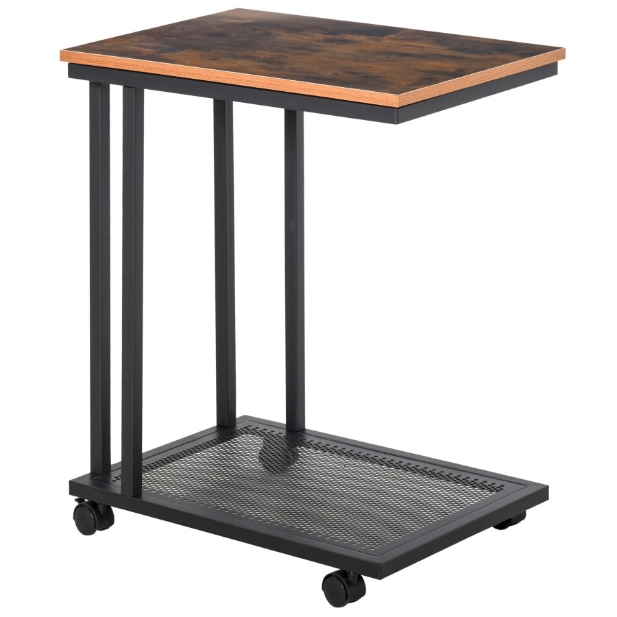 Click to view product details and reviews for Homcom Mobile Sofa Side End Coffee C Table Laptop Stand Rolling Castors Storage.