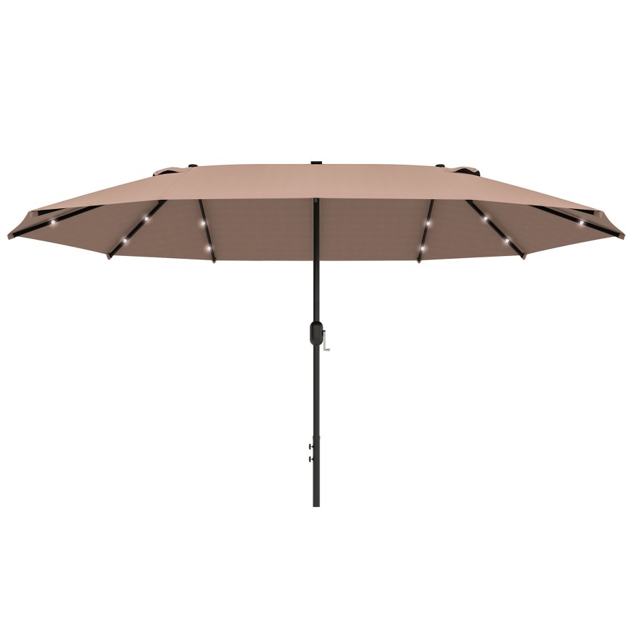 Click to view product details and reviews for Outsunny 44m Parasol With Led Solar Light Khaki.
