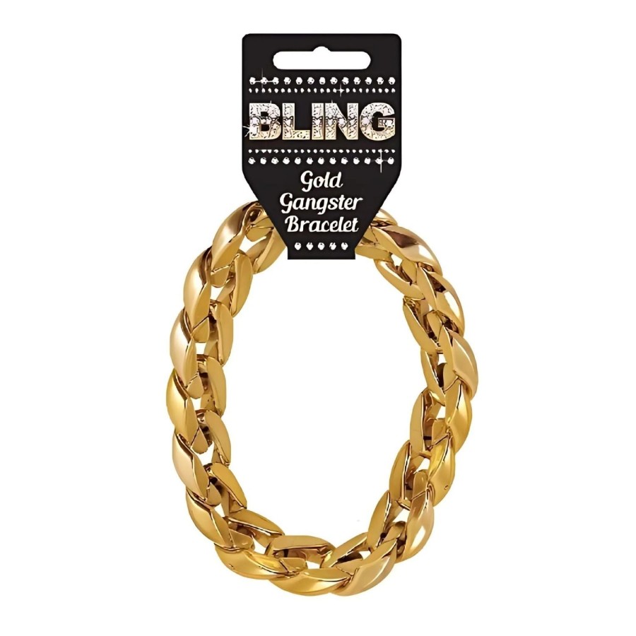 Click to view product details and reviews for Gold Gangster Fancy Dress Bracelets 31 Cm.