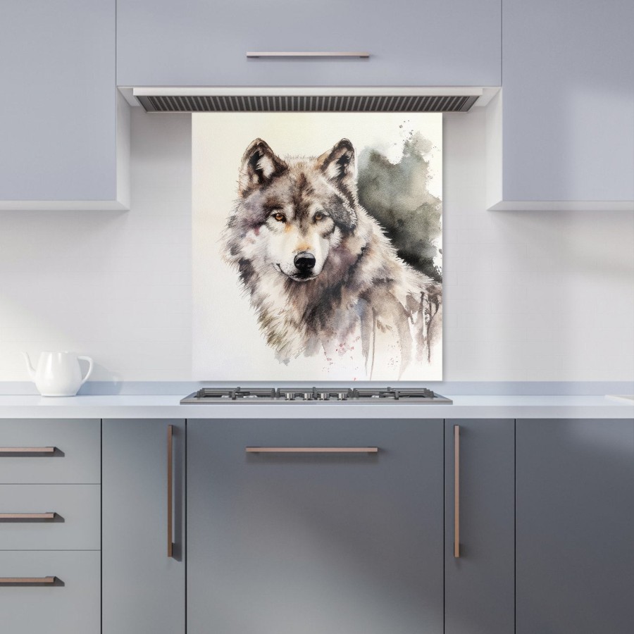 Click to view product details and reviews for Loyal Wolf Watercolour Kitchen Splashback W700mm X H650mm.