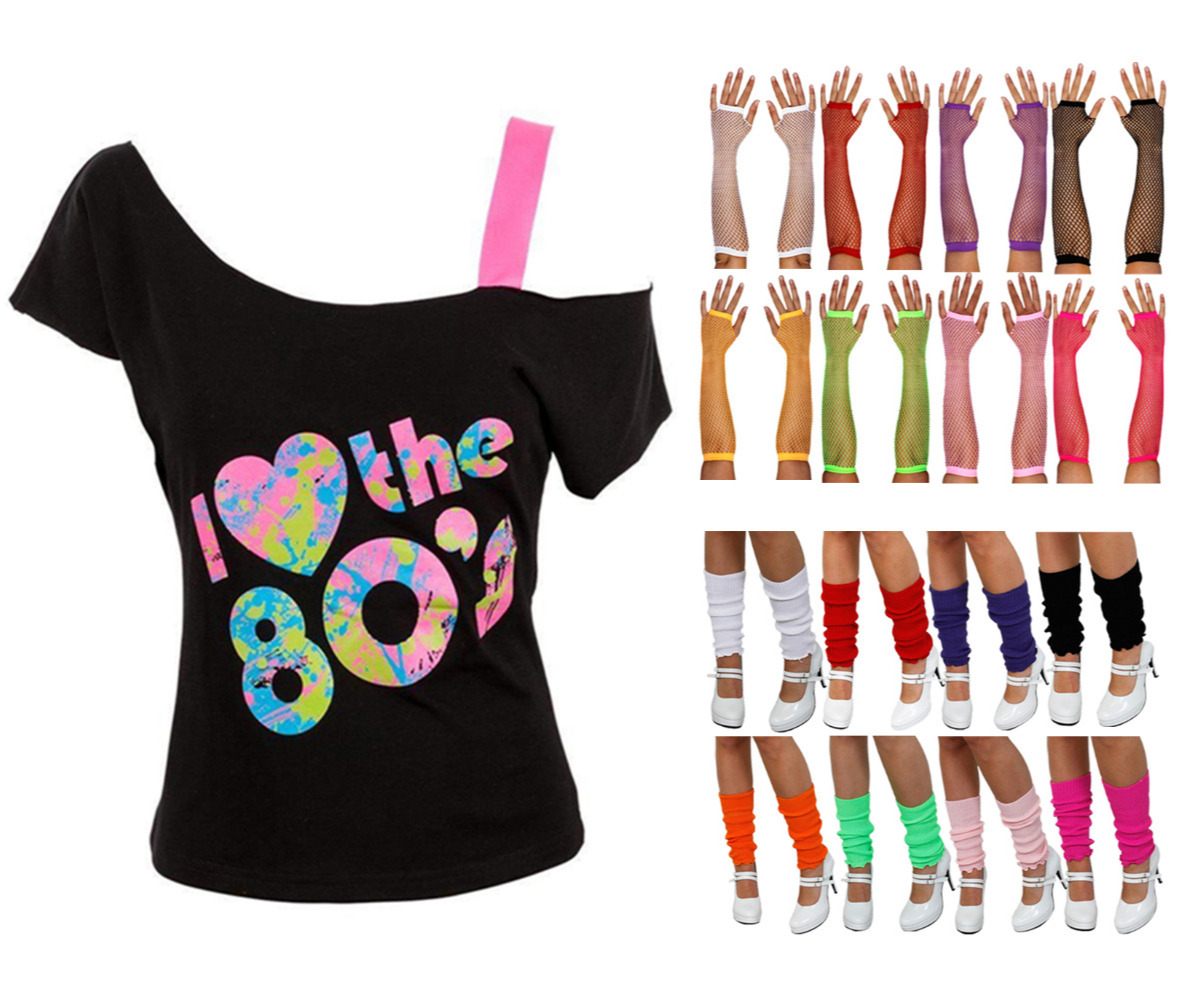 I Love the 80s Costume Black Accessory Set