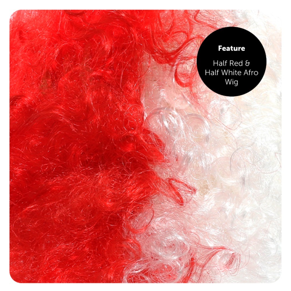 England Flag Afro Wig & Red Bob Wig Duo