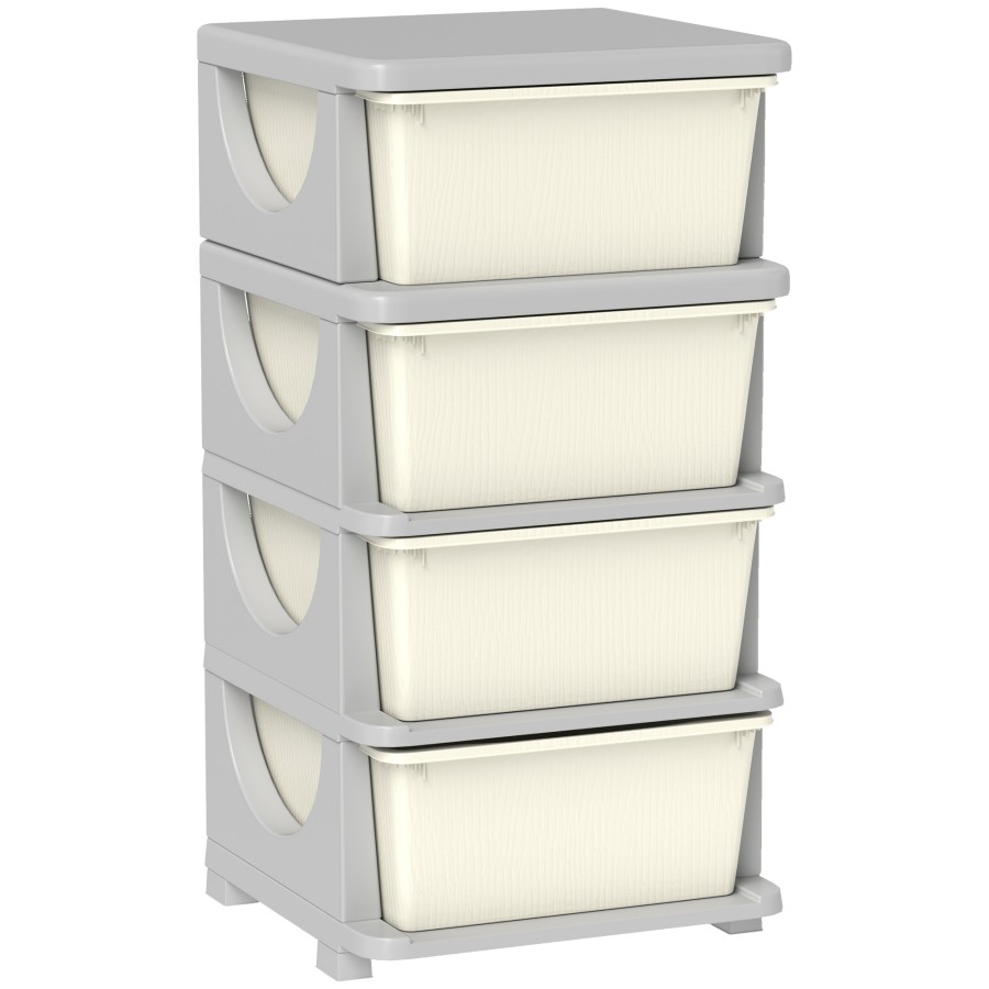 Click to view product details and reviews for Homcom Kids Storage Units With 4 Drawers 4 Tier Chest Vertical Dresser Tower Toy Organiser For Nursery Playroom Kindergarten Cream.