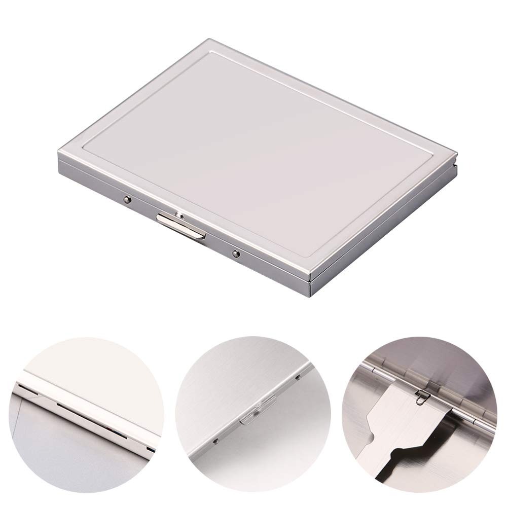 Slim Silver Stainless Steel Magnetic Cigarette Case for 20 Smokes
