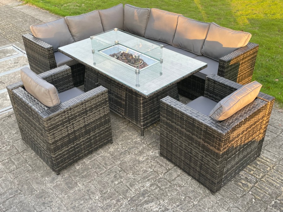 Click to view product details and reviews for Fimous Outdoor Rattan Garden Set Corner Furniture Gas Fire Pit Dining Table Sets Gas Heater Lounge Chairs Dark Grey 8 Seater. Click to view product details and reviews for Fimous Outdoor Rattan Garden Set Corner Furniture Gas Fire Pit Dining Table Sets Gas Heater Lounge Chairs Dark Grey 8 Seater.