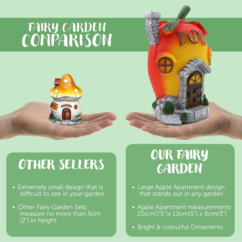 Apple Apartment 13 x 8 x 20cm - Secret Fairy Garden Resin Decorations