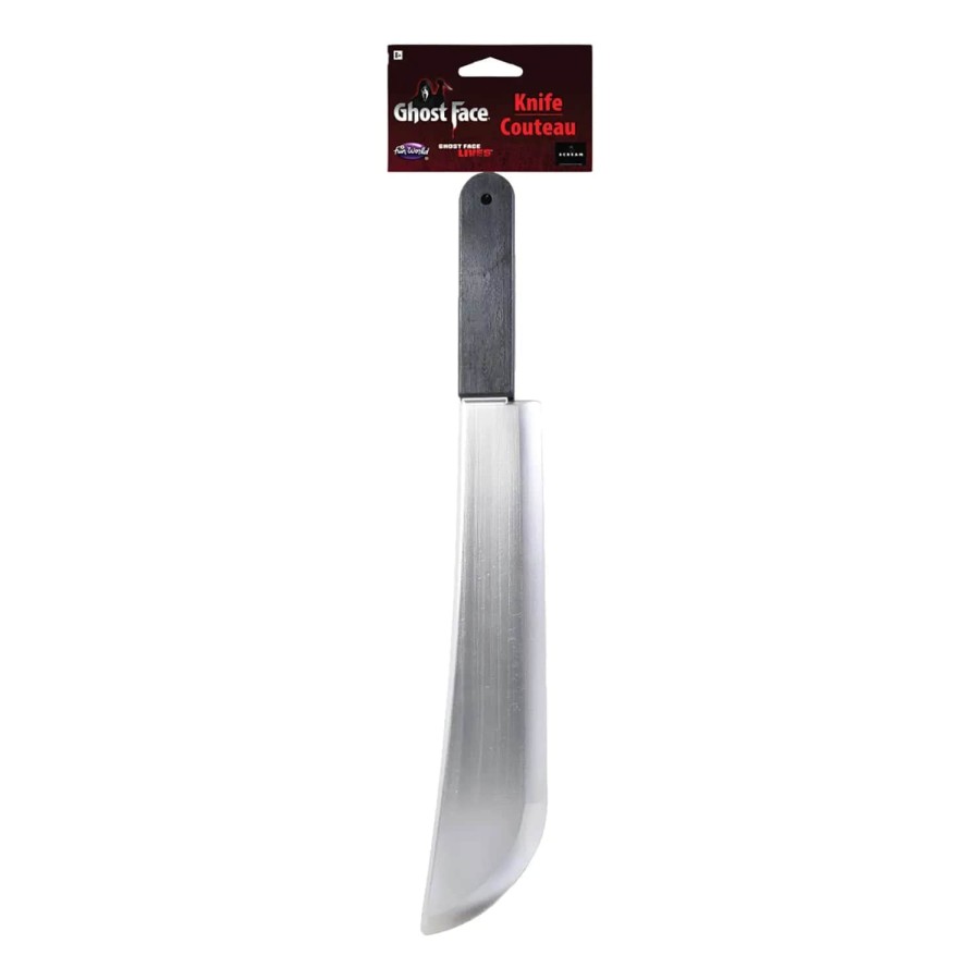 Ghost Face Plastic Machete Knife Chrome Blade Halloween Horror Prop