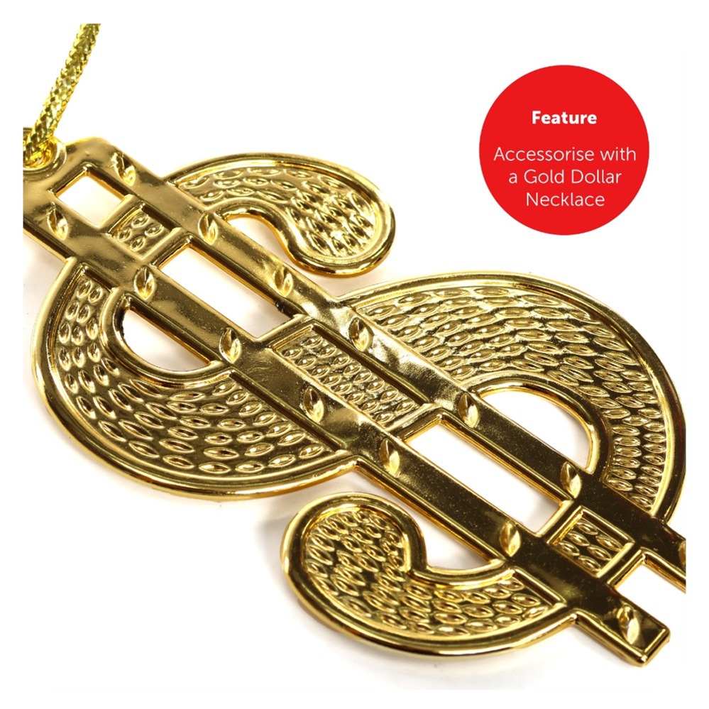 Adults Funny 90's Rapper Accessory Set - Top Hat, Beanie, Glasses, Goatee, Chain and Cane