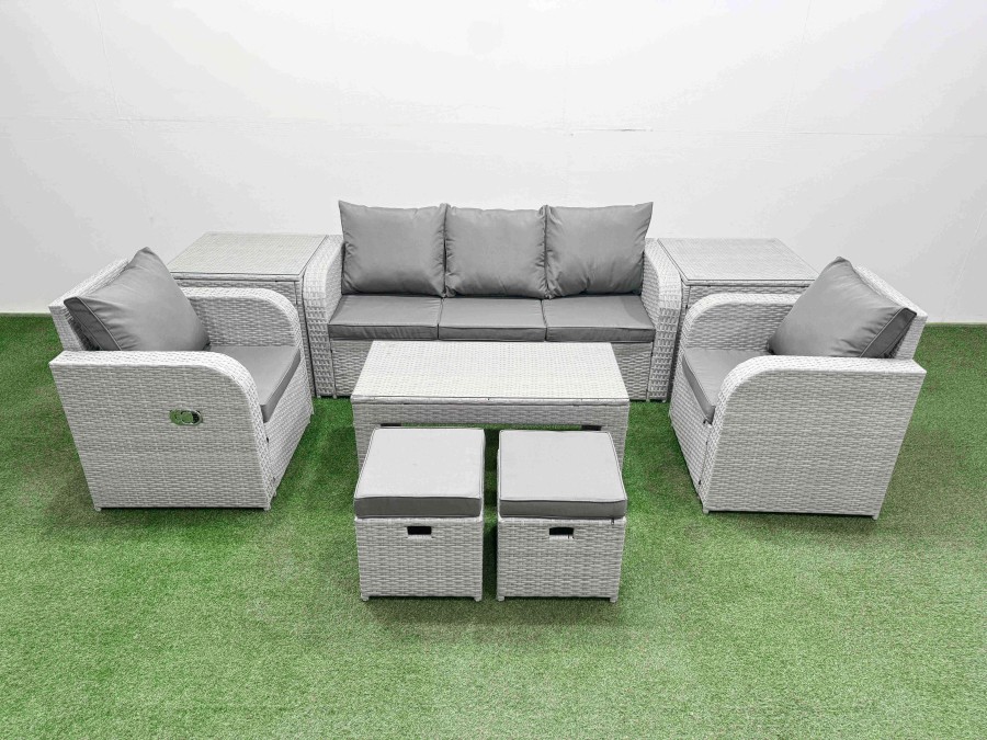Click to view product details and reviews for Fimous Pe Rattan Garden Furniture Set Reclining Chair Sofa Lounge Sofa Set Rectangular Coffee Table 2 Side Table 2 Small Stools Light Grey. Click to view product details and reviews for Fimous Pe Rattan Garden Furniture Set Reclining Chair Sofa Lounge Sofa Set Rectangular Coffee Table 2 Side Table 2 Small Stools Light Grey.