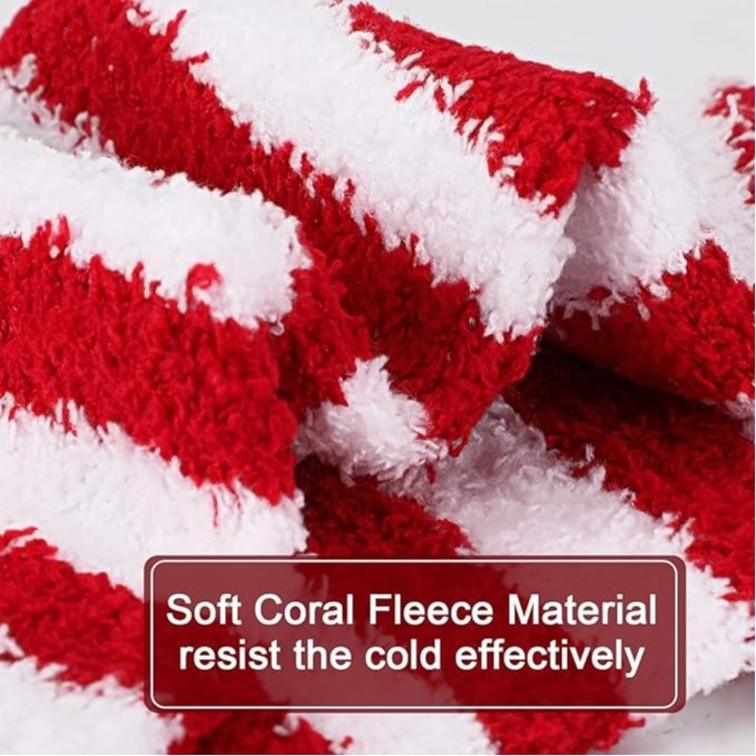 Christmas Fluffy Fuzzy Socks 5 Pairs Winter Thermal Cozy Slipper Socks Holiday Gift for Women Girls