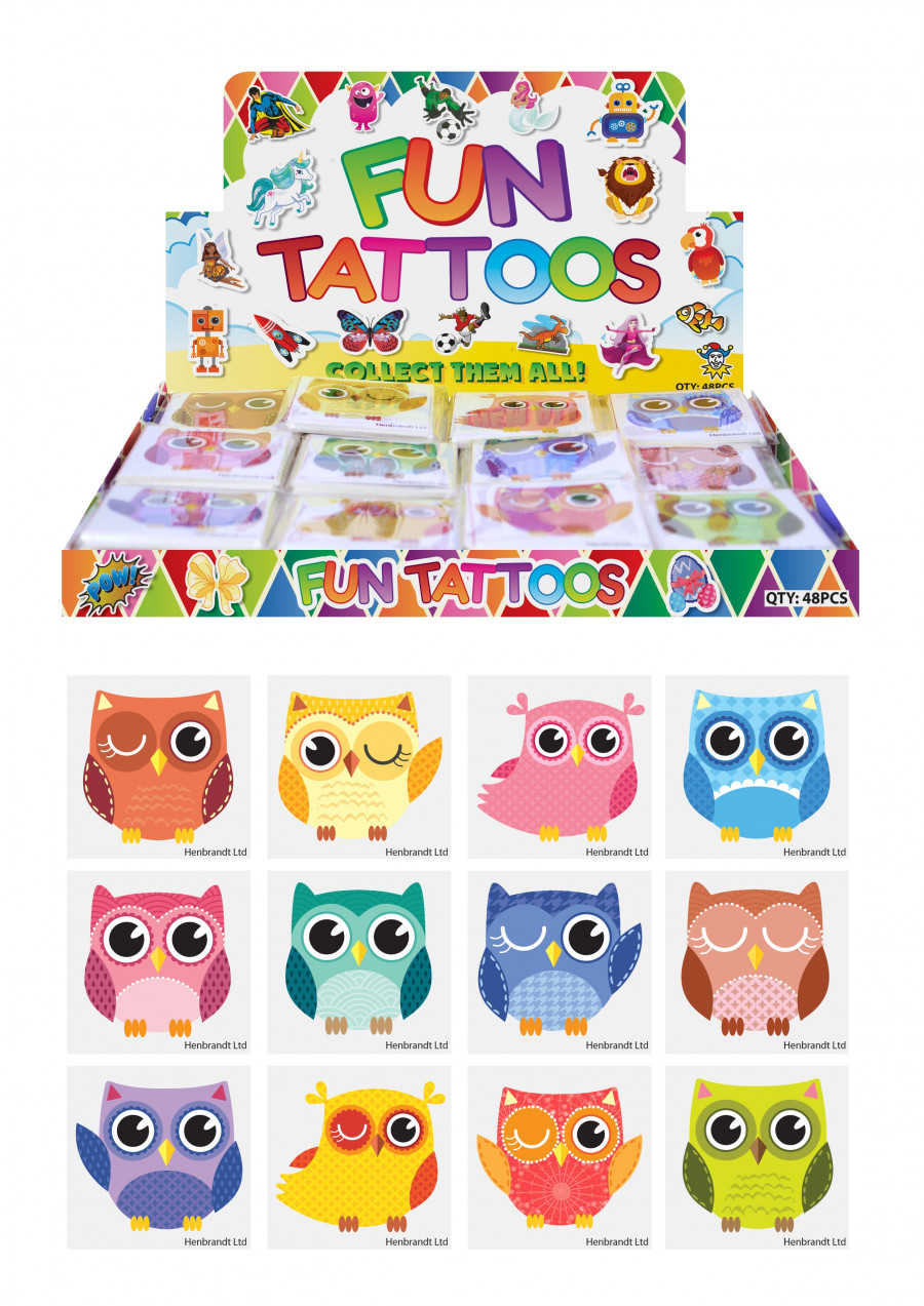 72 Owl Temporary Tattoos