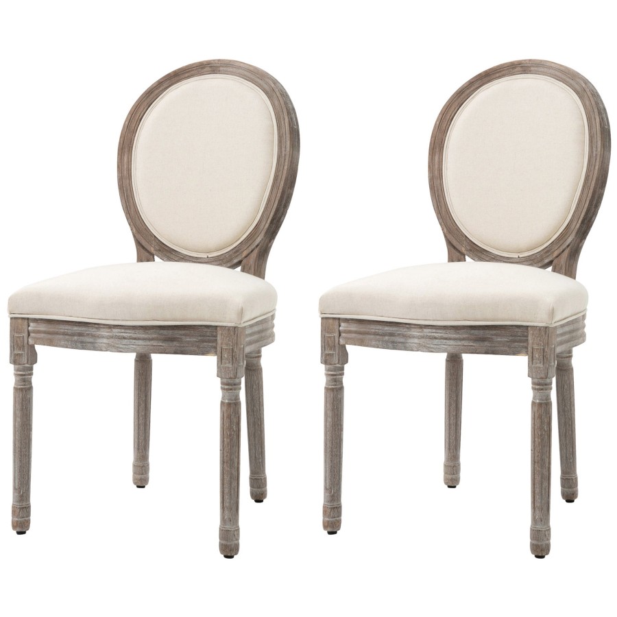 Click to view product details and reviews for Dining Chairs Set Of 2 French Style Kitchen Chairs With Padded Seats Wood Frame And Brushed Curved Back Cream White.