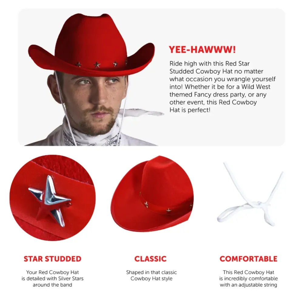 Red Star Studded Cowboy Hat