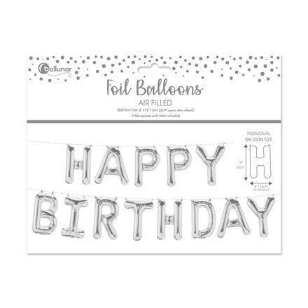 Click to view product details and reviews for Silver Happy Birthday Air Filled Foil Balloons 24 X 35cm.