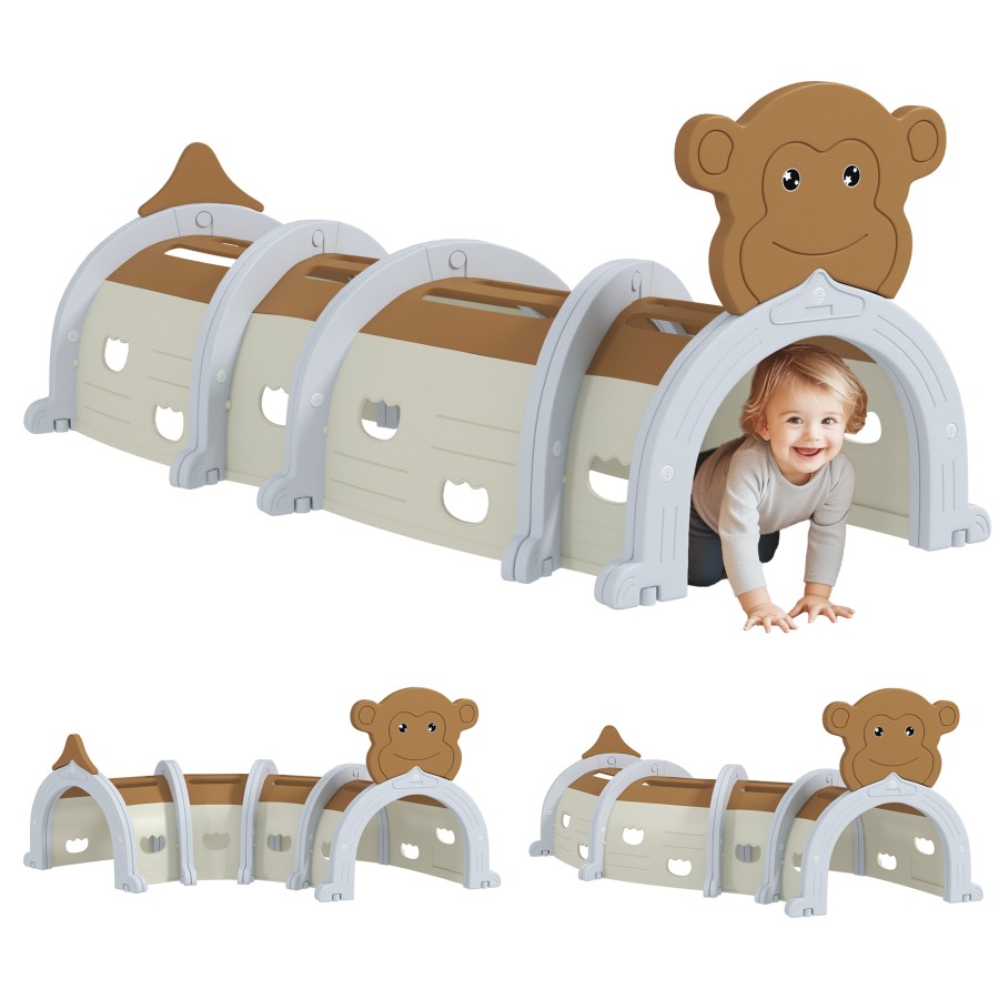 Click to view product details and reviews for Aiyaplay Play Tunnel Kids Tunnel For Crawl And Climb Monkey Design Kids Play Tunnel Indoor Outdoor Baby Tunnel For Boys Girls 3 6 Years Brown.