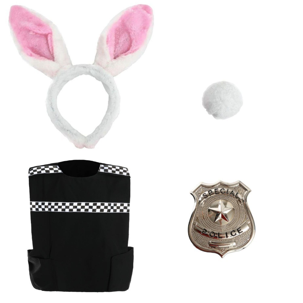 Click to view product details and reviews for Childs Judy Rabbit Costume 4 Pcs Bunny Ears Tail Police Vest Badge Small.