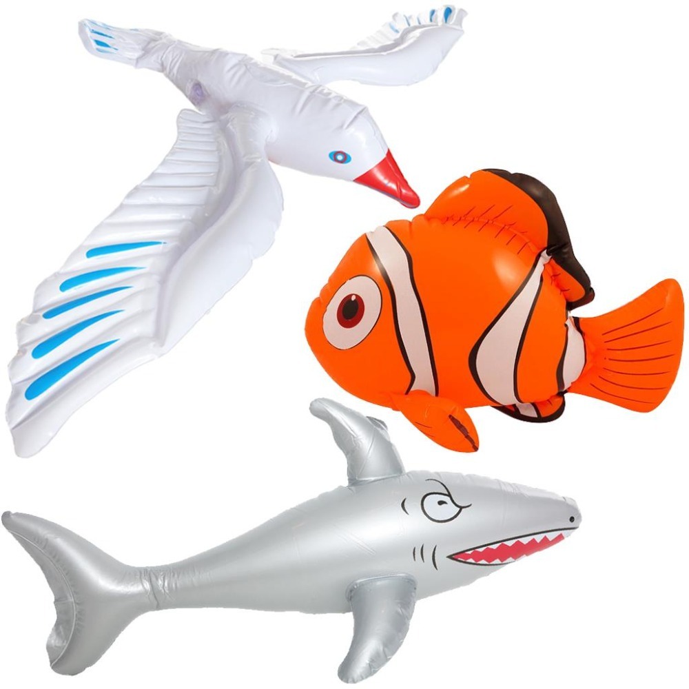 Click to view product details and reviews for Seaside Inflatable Set 3 Pcs Seagull Shark Clownfish.
