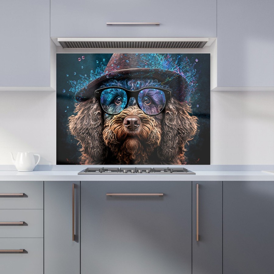 Click to view product details and reviews for Labradoodle Dog With Glasses Splashart Kitchen Splashback W595mm X H745mm.
