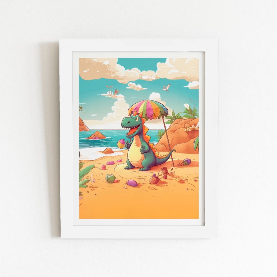 Click to view product details and reviews for Dragon On A Beach Holiday Art Prints 20 X 30 White Frame.